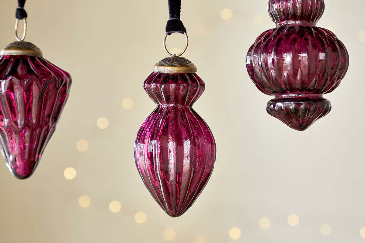 Nkuku - Manipur Baubles - Ruby (Set of 3)