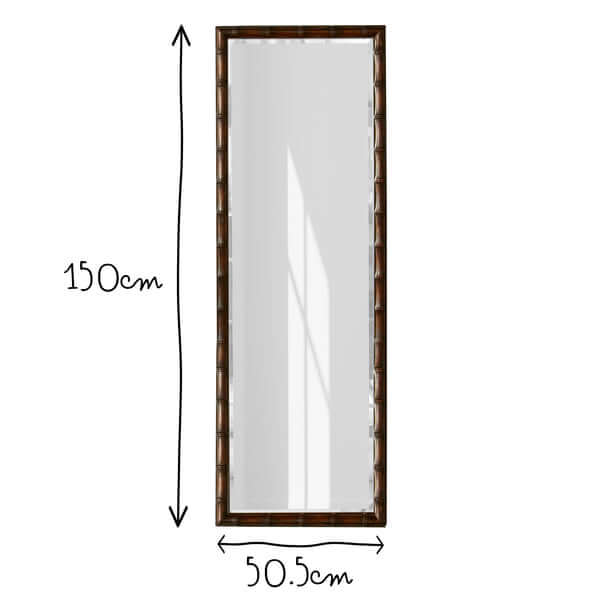 Pooky - Baloo Full Length Mirror - Mahogany dimensions 150 cm height and 50.5 cm width, elegant design resembling bamboo.