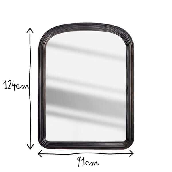 Pooky - Benedict Mirror - Ebony Wood with elegant curved shape dimensions 124cm height and 91cm width.