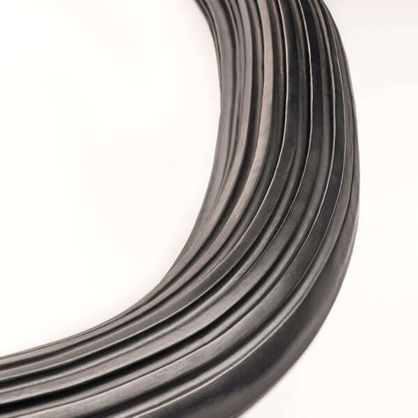 Pooky - Benedict Mirror - Ebony Wood detailed view of the curved black wooden frame