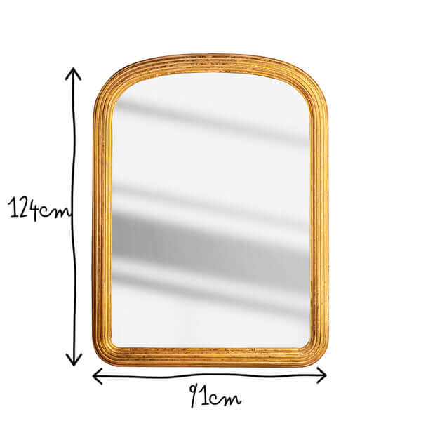 Pooky - Benedict Mirror - Gold Wood with elegant curved shape dimensions 124cm height 91cm width