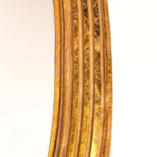 Elegant detailing of the Pooky - Benedict Mirror - Gold Wood showcasing its carved wooden frame.