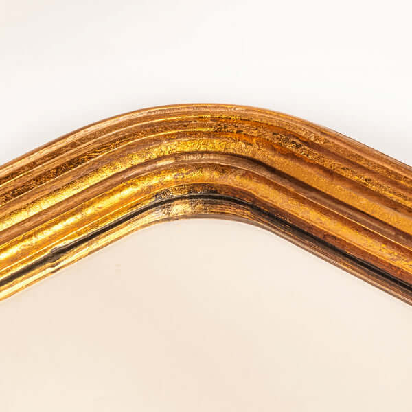 Pooky - Benedict Mirror - Gold Wood ornate hand-carved gold wood frame detail showcasing elegant curved design.