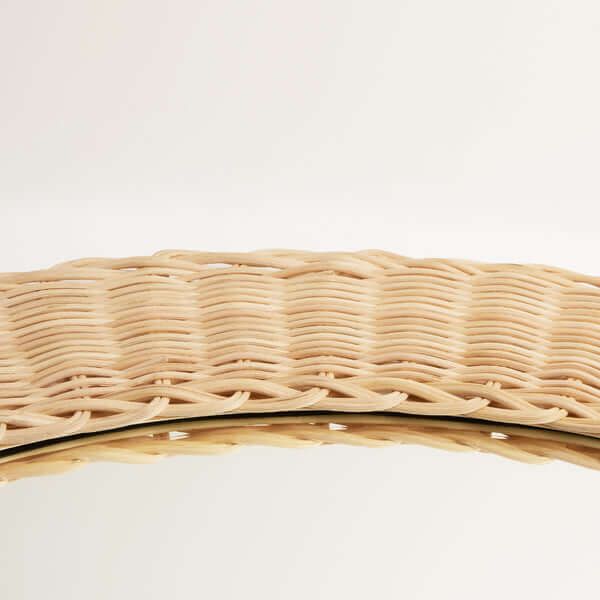 Pooky - Chui Mirror - Natural Woven Cane close-up of rattan weave and mirror edge.