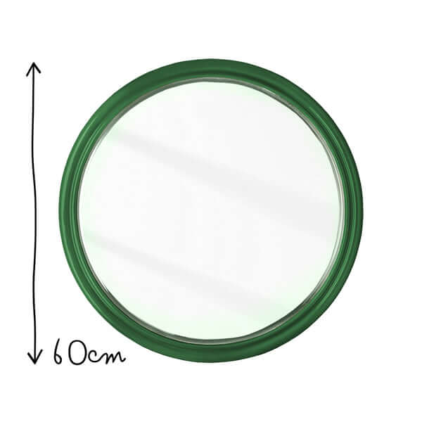 Pooky - Smaller Cinders Mirror - Forest Green, round mirror with a 60cm lacquered green frame.