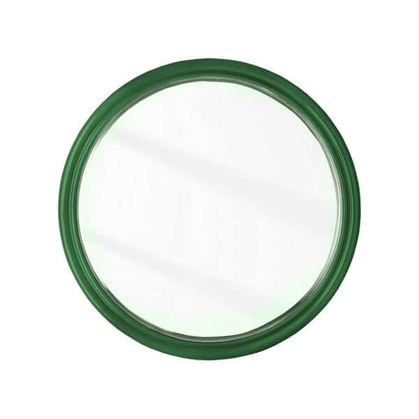 Pooky - Smaller Cinders Mirror - Forest Green round mirror with a lacquered green frame and bevelled glass.