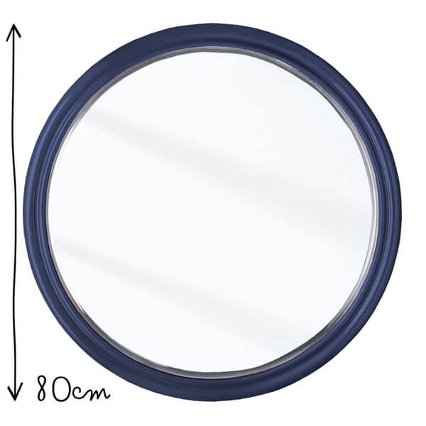 Pooky - Larger Cinders Mirror - Blue. 80cm diameter mirror with lacquered finish and beaded rim.