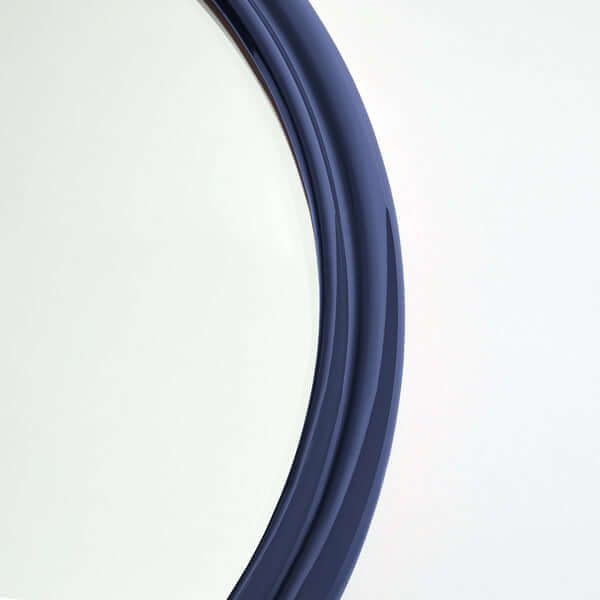 Pooky - Larger Cinders Mirror - Blue close-up of beaded rim and lacquered finish.