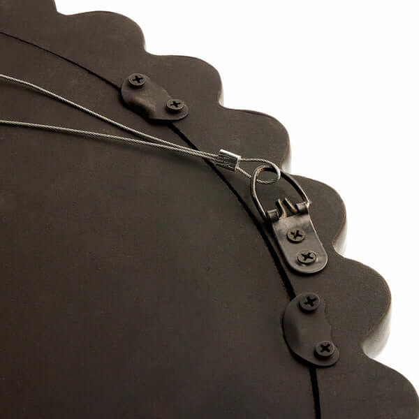 Back view of the Pooky - Flynn Mirror - Teal showing the hanging mechanism and hardware details.