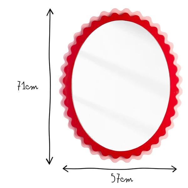 Pooky - Frill Mirror - Pink and Red