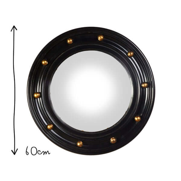 Pooky - Lauren Mirror featuring a round design with ten golden baubles, dimensions 60cm.
