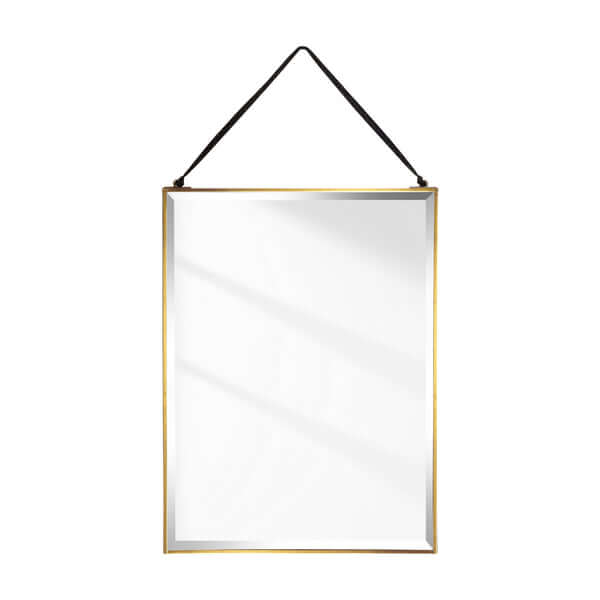 Pooky - Rectangular Bevelled Luxor Mirror - Rectangular Luxor with brass frame and black velvet tape.