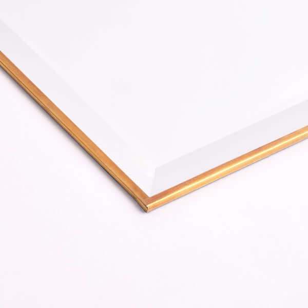 Pooky - Rectangular Bevelled Luxor Mirror - Rectangular Luxor close-up of elegant brass frame with bevelled mirror.