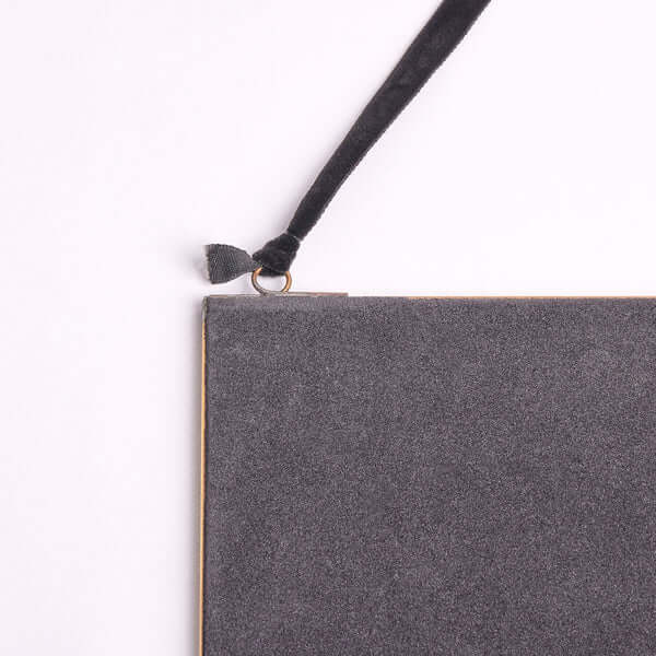 Pooky - Rectangular Bevelled Luxor Mirror - Rectangular Luxor hanging detail with black velvet tape on elegant brass frame.