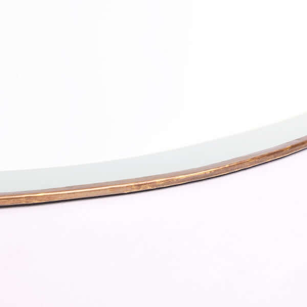 Pooky - Round Bevelled Luxor Mirror - Round Luxor close-up of elegant brass frame and beveled edge.