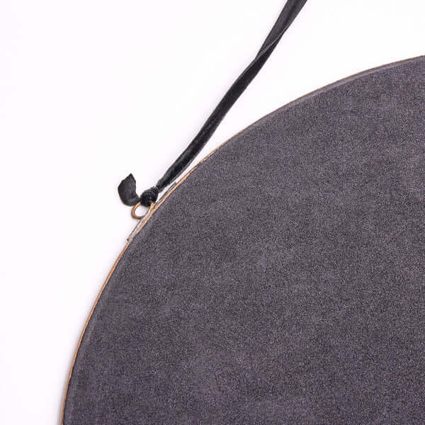 Pooky - Round Bevelled Luxor Mirror - Round Luxor black velvet tape detail hanging mechanism
