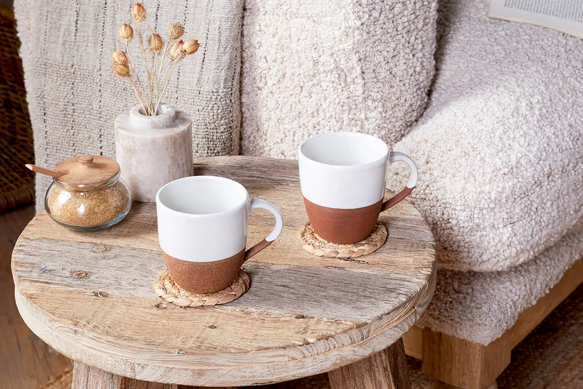 Nkuku - Mali Large Mug - White (Set of 2)