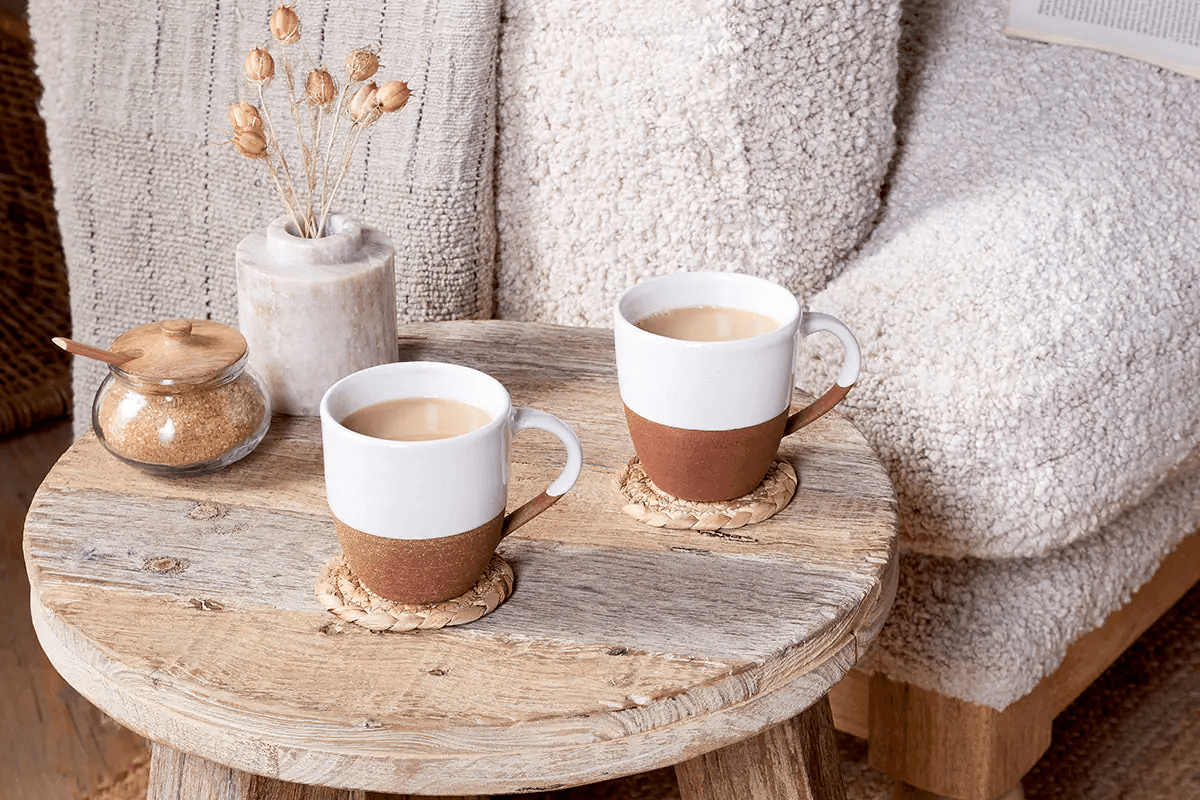 Nkuku - Mali Large Mug - White (Set of 2)