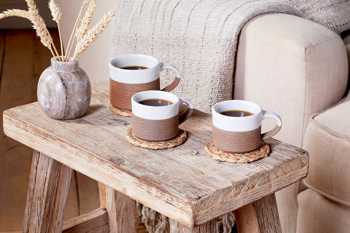 Nkuku - Mali Ribbed Espresso Mug - White (Set of 2)