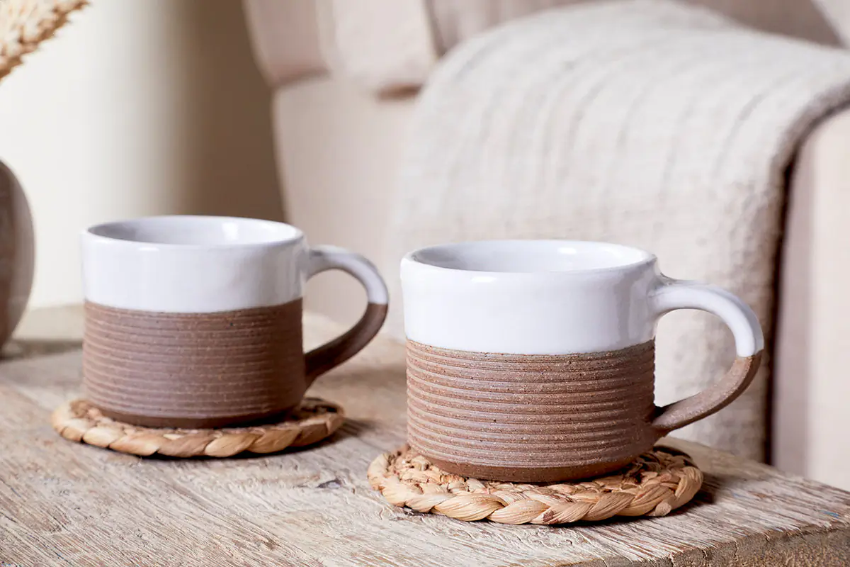 Nkuku - Mali Ribbed Espresso Mug - White (Set of 2)