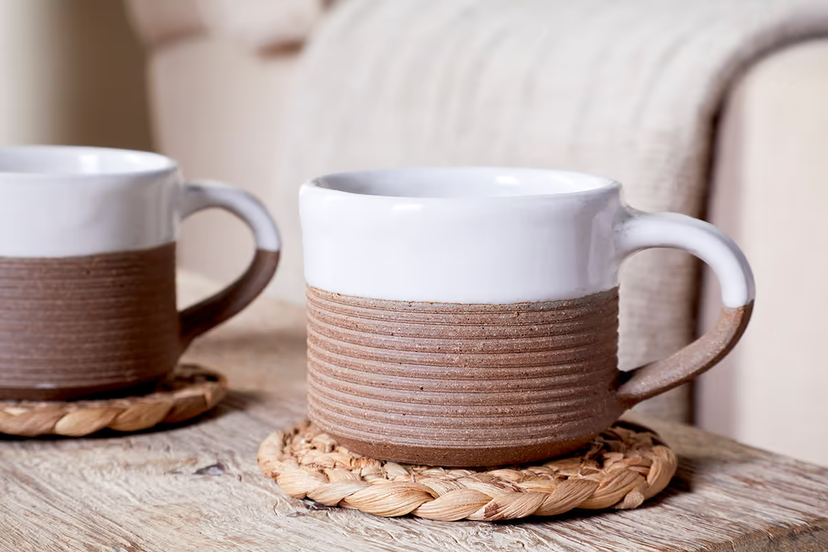 Nkuku - Mali Ribbed Espresso Mug - White (Set of 2)