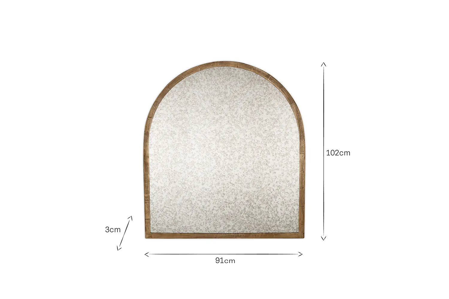 Nkuku - Murwara Antique Glass Arched Mirror - Antique Brass