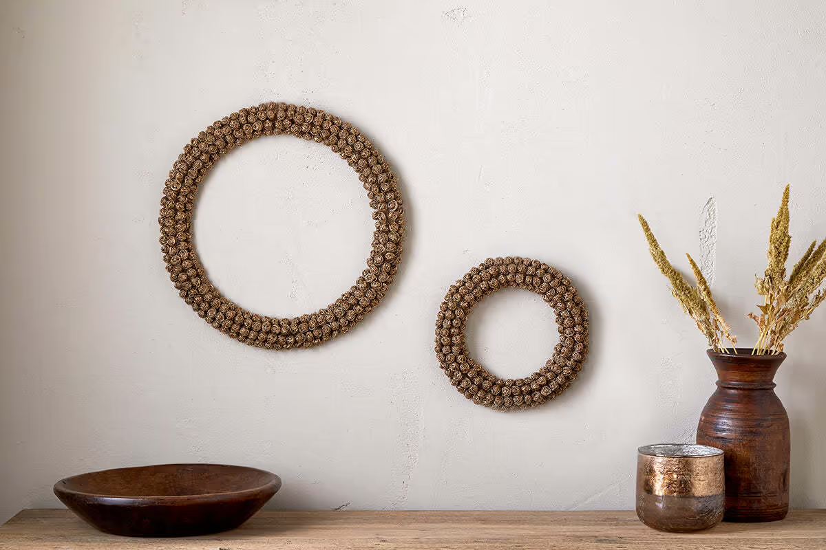 Nkuku - Madhi Wire Ball Wreath - Brass - Small