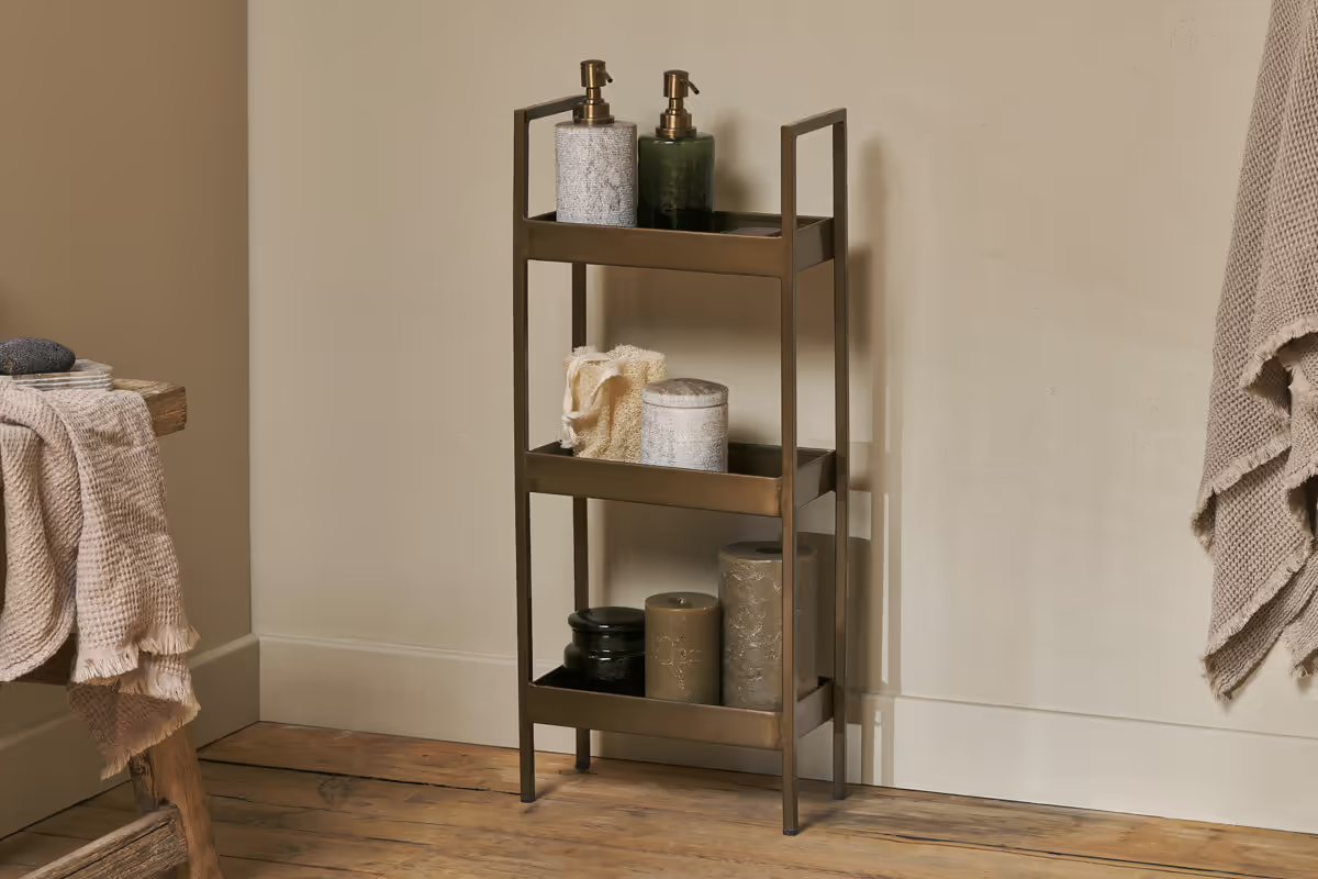 Nkuku - Mahi Bathroom Storage Caddy - Antique Brass