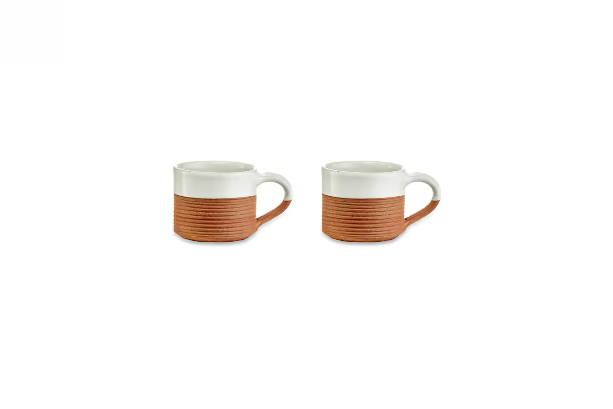 Nkuku - Mali Ribbed Espresso Mug - White (Set of 2)