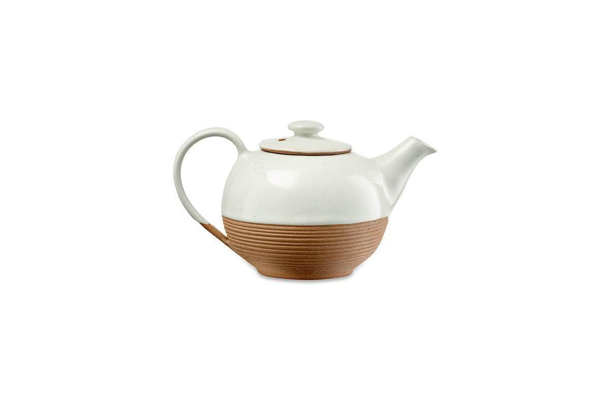 Nkuku - Mali Ribbed Teapot - White