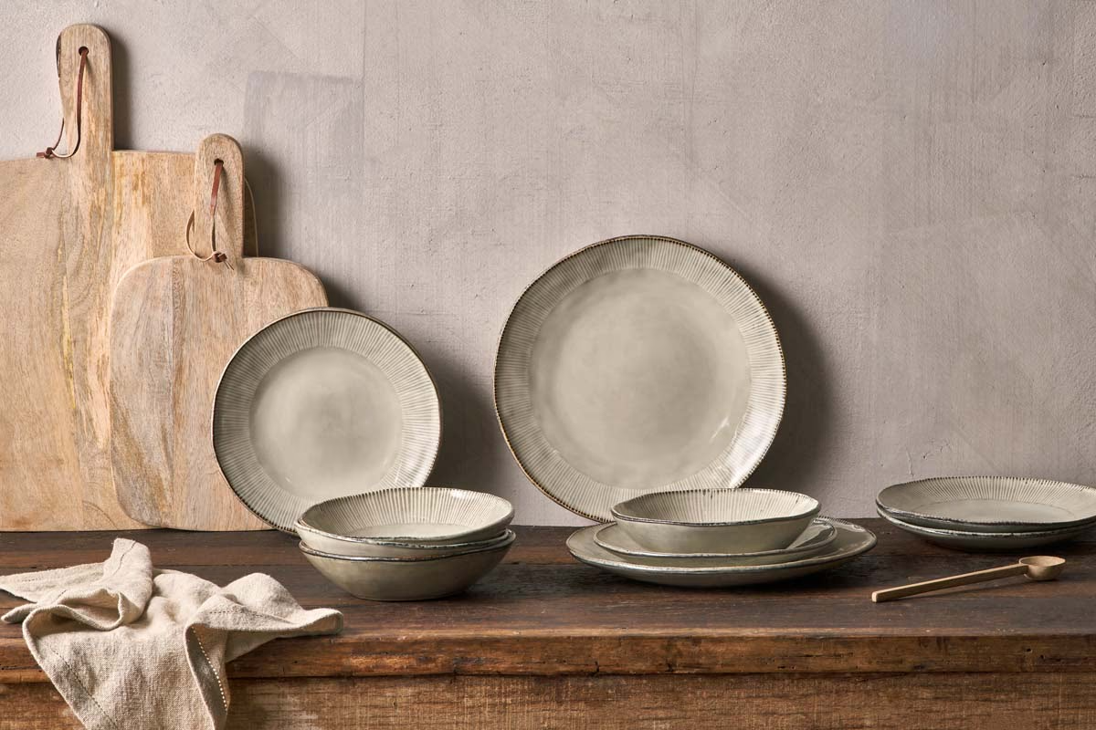 Nkuku - Malia Dinnerware Set - Cream (Set of 12)