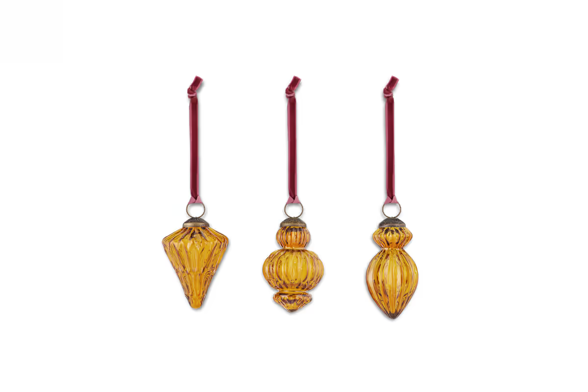 Nkuku - Manipur Baubles - Amber (Set of 3)