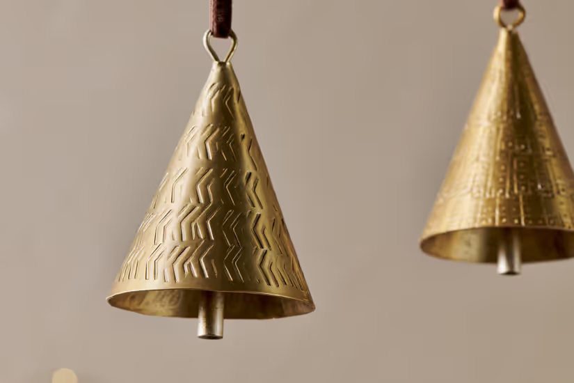 Nkuku - Manya Metal Bell Baubles - Brass - (Set of 3)