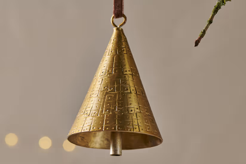 Nkuku - Manya Metal Bell Baubles - Brass - (Set of 3)