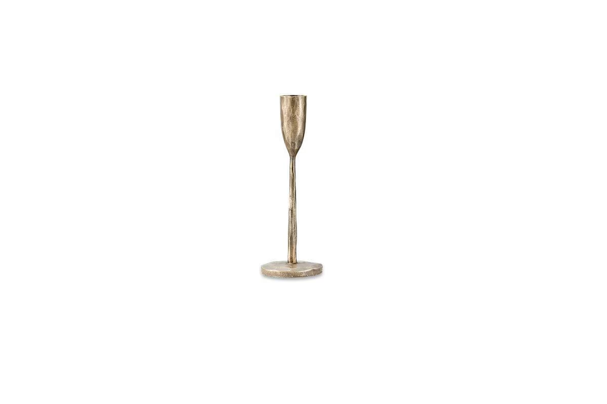 Nkuku - Mbata Brass Candlestick - Antique Brass - Small 20 x 6.5cm (dia)