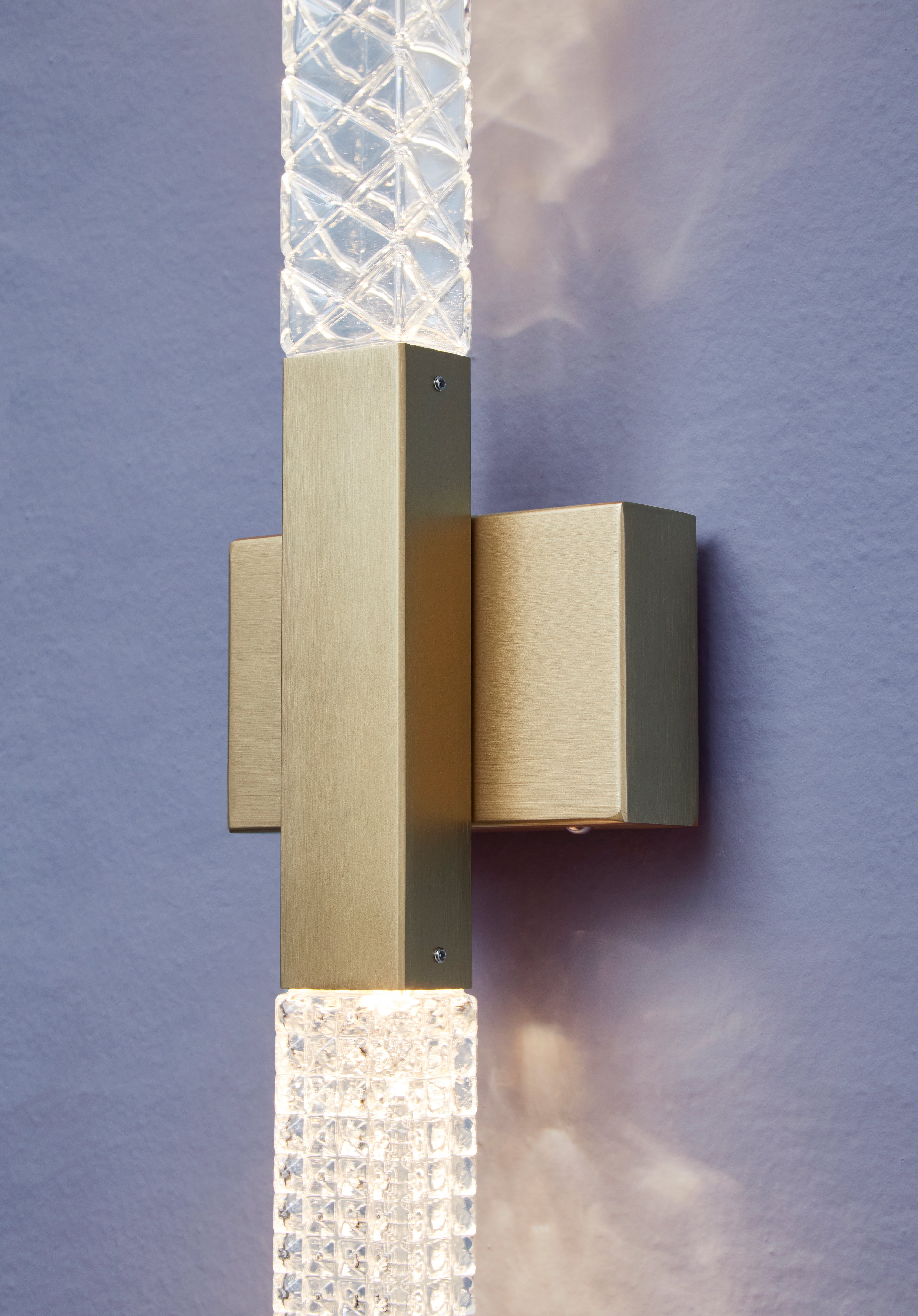 Contardi Lighting Mikado Solo/2 Wall Lamp - Satin brass - Transparent Crystal Engraved / Prismatic