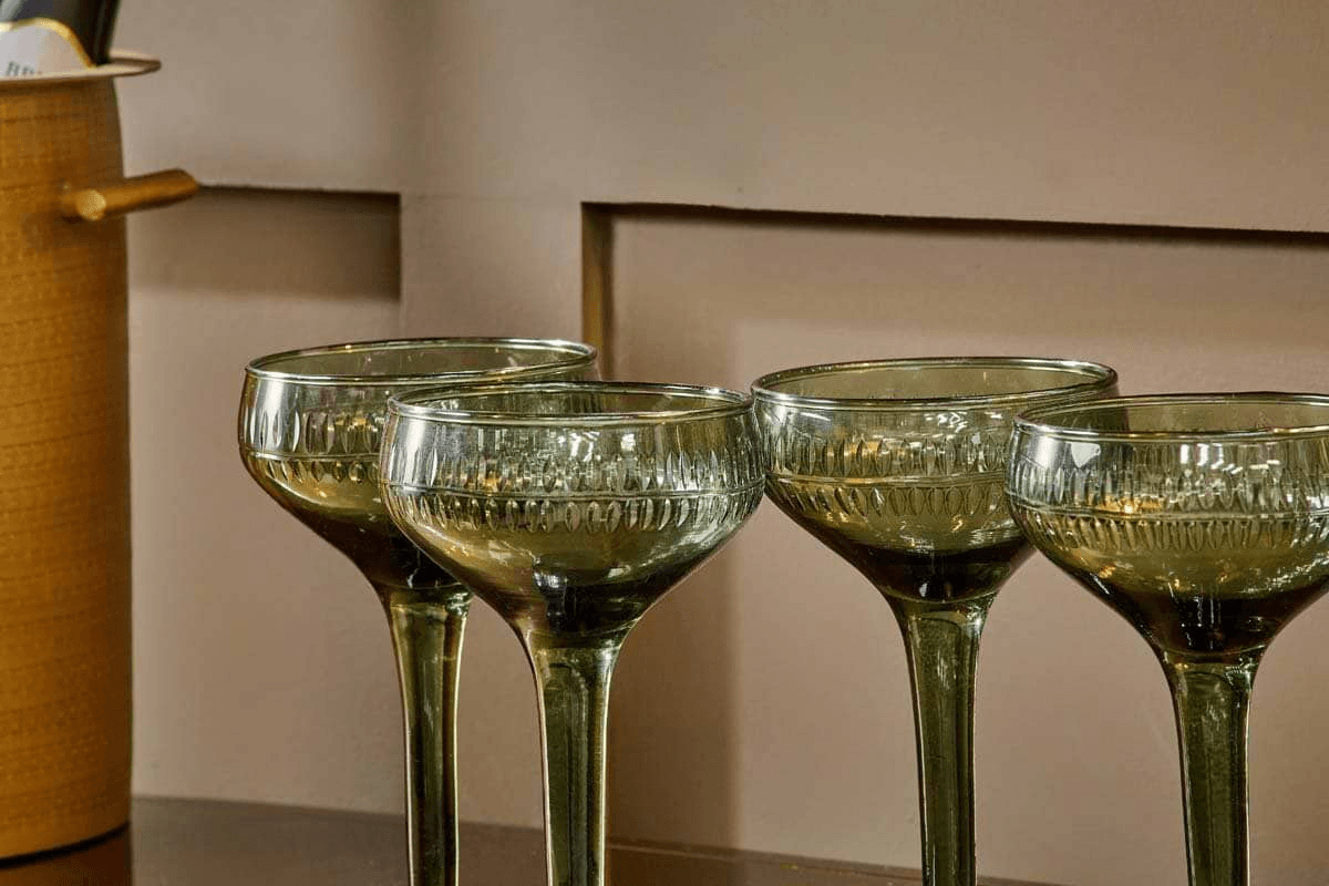 Nkuku - Mila Champagne Glass - Dark Emerald - (Set of 4)