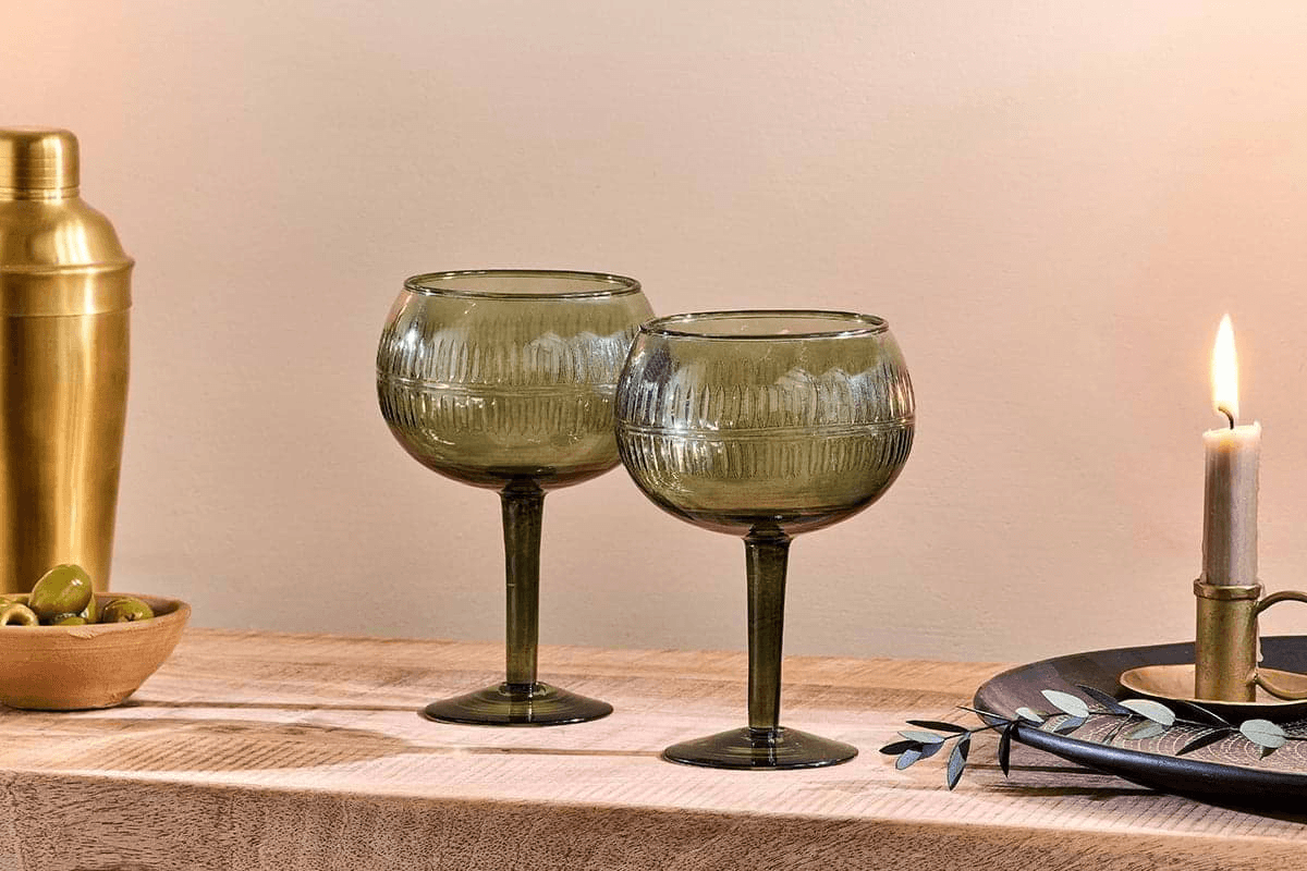 Nkuku - Mila Gin Glass - Dark Emerald - (Set of 2)