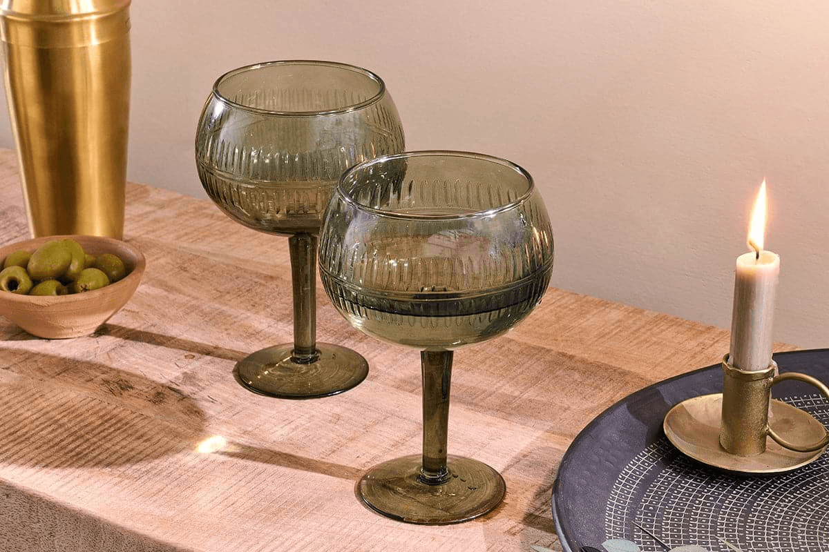 Nkuku - Mila Gin Glass - Dark Emerald - (Set of 2)