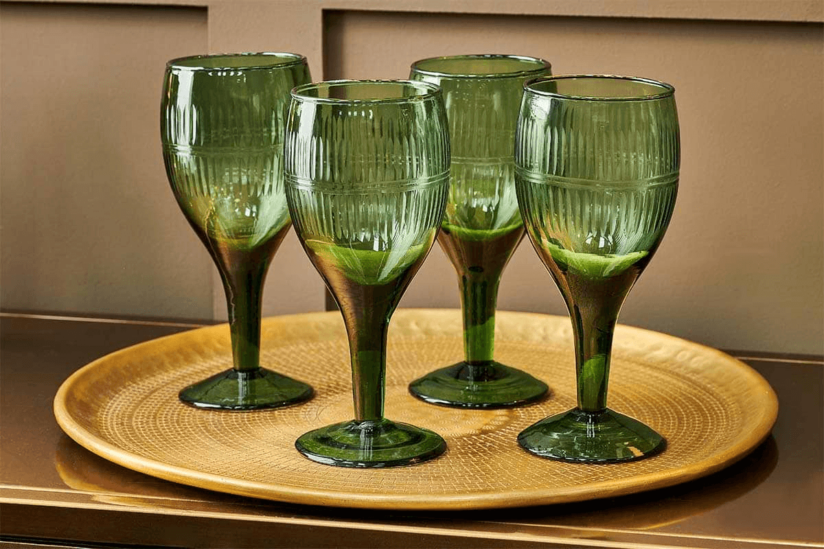 Nkuku - Mila Wine Glass - Dark Emerald (Set of 4)