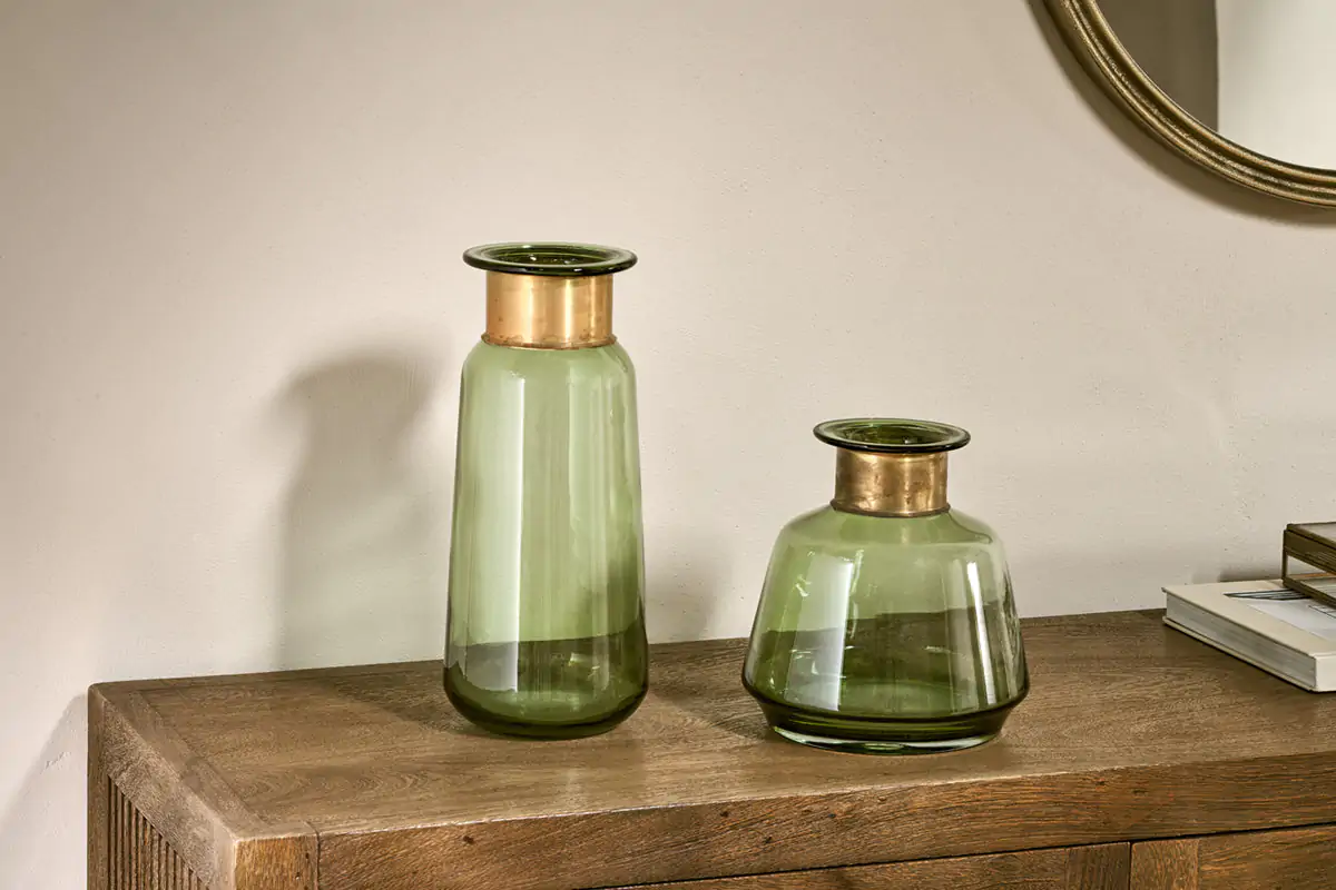 Nkuku - Miza Glass Vase - Green - Large