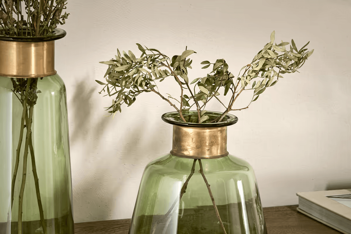 Nkuku - Miza Glass Vase - Green - Small