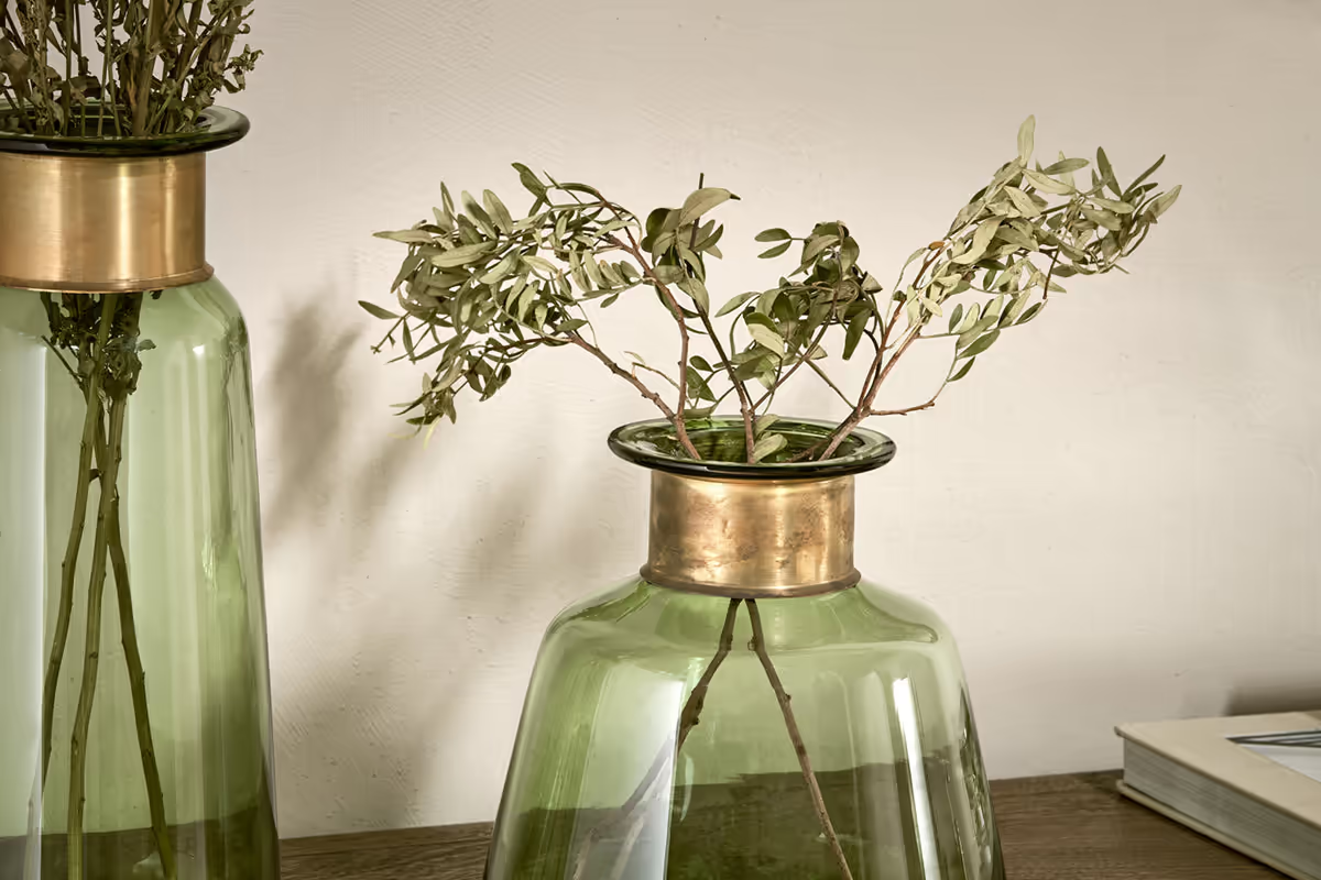 Nkuku - Miza Glass Vase - Green - Large