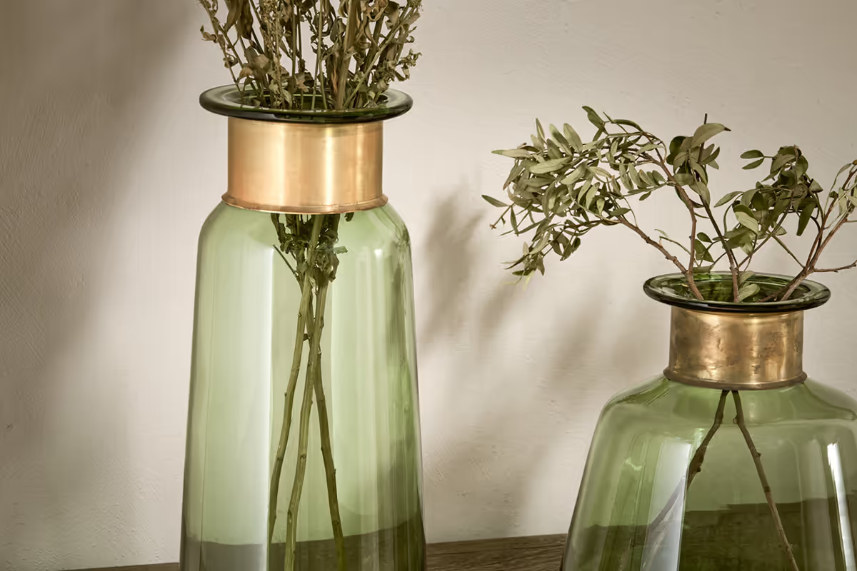 Nkuku - Miza Glass Vase - Green - Large