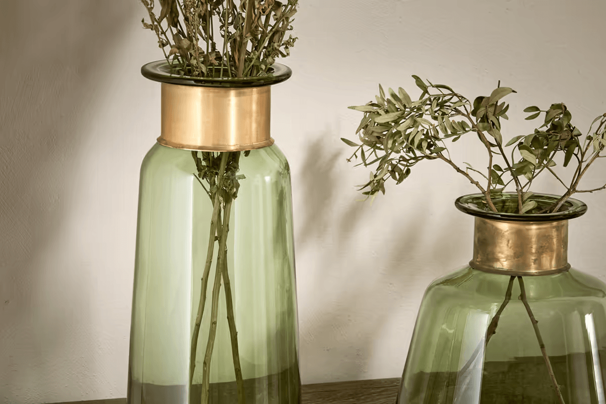 Nkuku - Miza Glass Vase - Green - Large