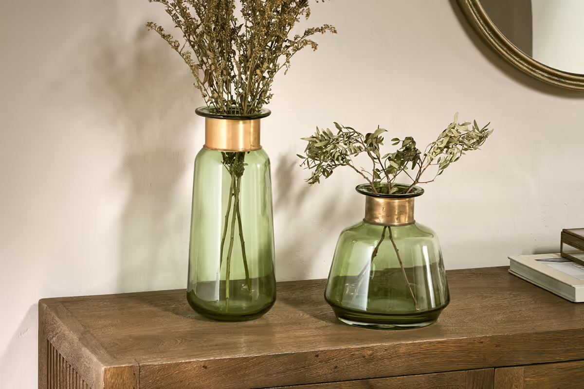 Nkuku - Miza Glass Vase - Green - Small