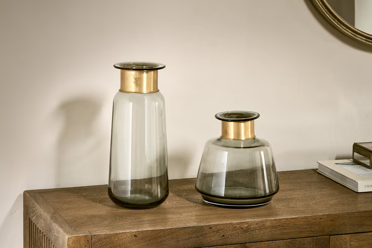 Nkuku - Miza Glass Vase - Smoke - Small