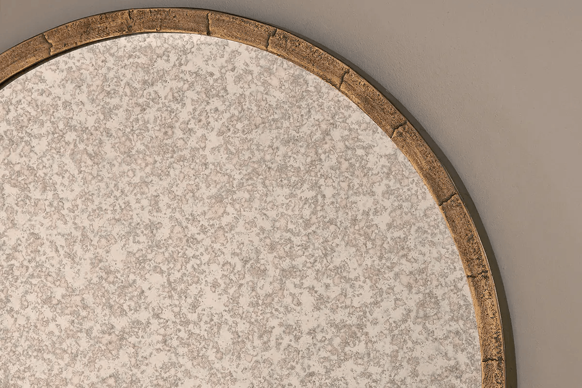 Nkuku - Murwara Antique Glass Arched Mirror - Antique Brass