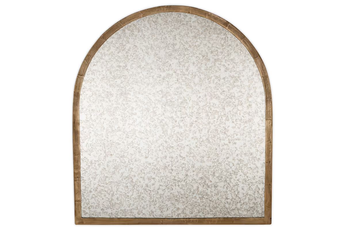 Nkuku - Murwara Antique Glass Arched Mirror - Antique Brass