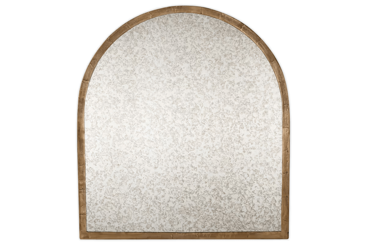 Nkuku - Murwara Antique Glass Arched Mirror - Antique Brass